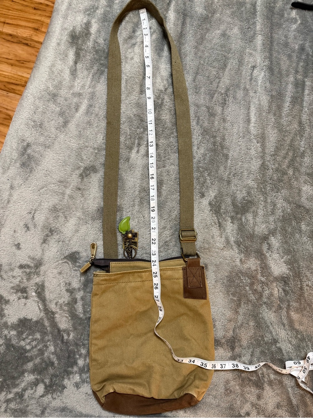 Chala Tan and Brown Canvas Crossbody with Charm Accents - Picture 6 of 6